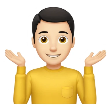 Greg Wiggle of The Wiggles with light skin, black hair, hazel eyes, yellow skivvy shirt sticker