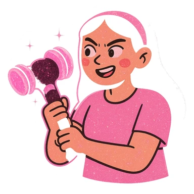 Add neon glow and glitter effects to the lightstick, keep the black and pink color scheme, no hearts, maintain original style. Transparent background. sticker