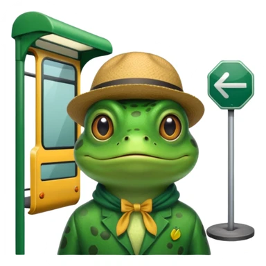 Frog at a bus stop sticker