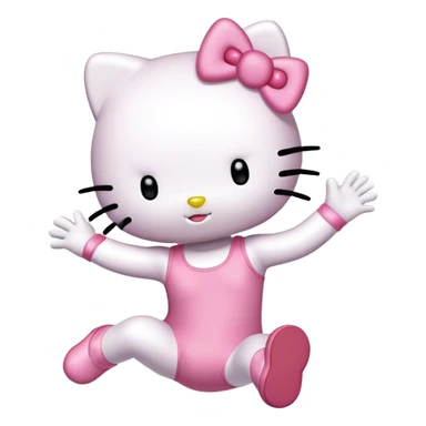 Hello Kitty in a leotard doing a straight jump sticker
