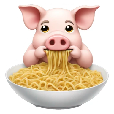Pig eating noodles  sticker