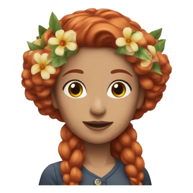 Realistic Long Red haired white woman with flowers in her hair  sticker