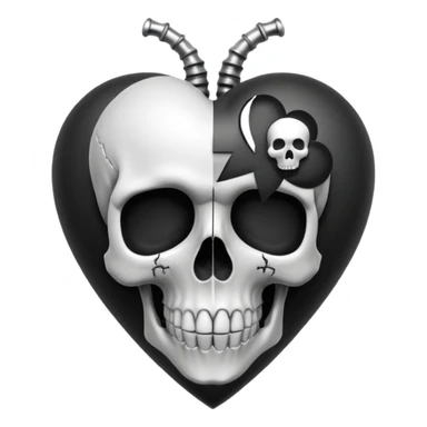 heart with a dark star and skull sticker