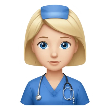 Nurse blue eyes short blond blue scrubs sticker