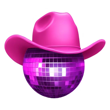 Disco ball with pink cowboy hat sticker