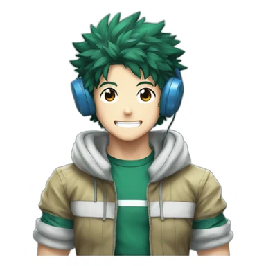 izuku midoriya with headphone sticker