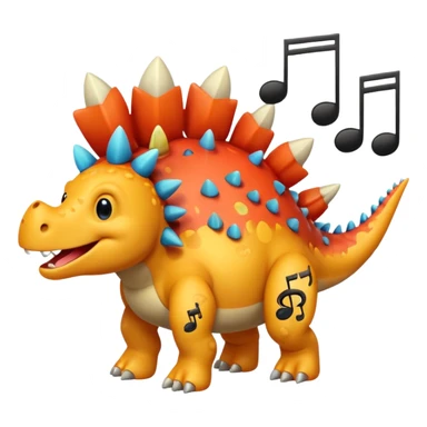 cartoon stegosaurus with music notes funny sticker