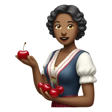 Beautiful lady eating cherry  sticker