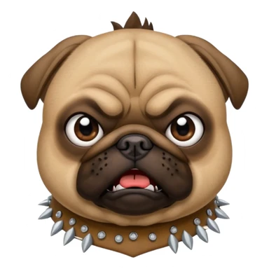angry pug dog with spiked collar emoji style iPhone sticker