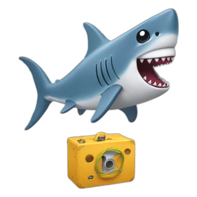 Dancing shark with a toy sticker