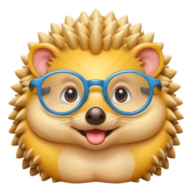 yellow hedgehog with glasses eating  sticker