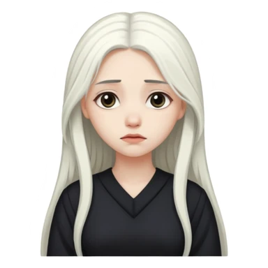 Pale girl with long white hair sad  sticker