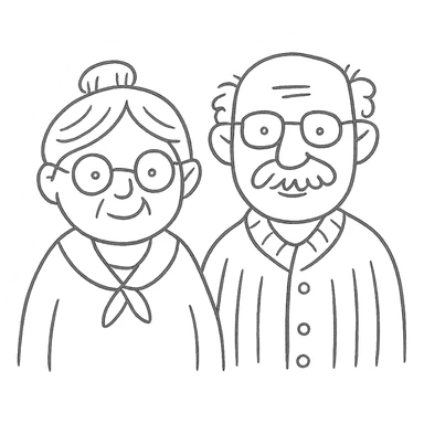 elderly white grandmother and grandfather together sticker
