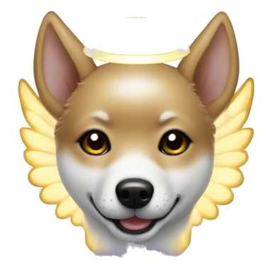 Black Shiba Inu angel | face | fantasy | halo | innocent | smiling face with halo sticker