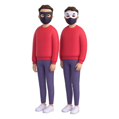 A guy in a black and white mask and red sweater sticker