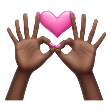 two hands one of them white with pink nails and another one is black they are making a heart sign with their hands  sticker
