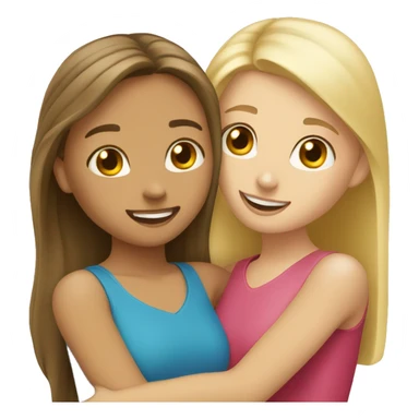 Best friends blonde girl and brunette girl hugging (with heart) sticker