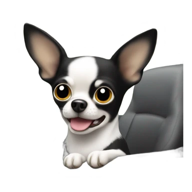 Black and white chihuahua driving a jeep sticker