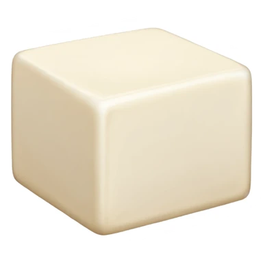 single block of plain tofu, soft off-white color, smooth top surface, slightly porous texture on sides, clean squared edges, subtle moist sheen, fresh, no plate, no garnish, no packaging, soft lighting, subtle shadows, emoji scale sticker