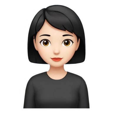 black short hair office  girl says hi sticker