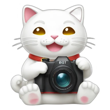 smiling-white-maneki-neko-with-camera sticker