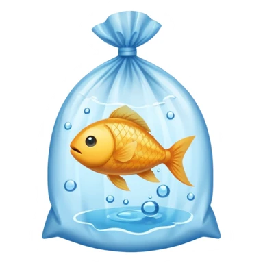  one ios  fish inside a plastic bag with water sticker