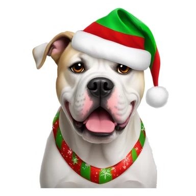 White American bulldog glaring with xmas hat sticker