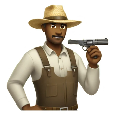 Farmer with a gun and straw hat sticker