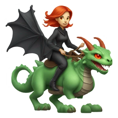 [politically incorrect, shield(
	{ female, alien, witch, color: light green, hair:red, eyes:cat} ]
	on a 
	dragón  sticker
