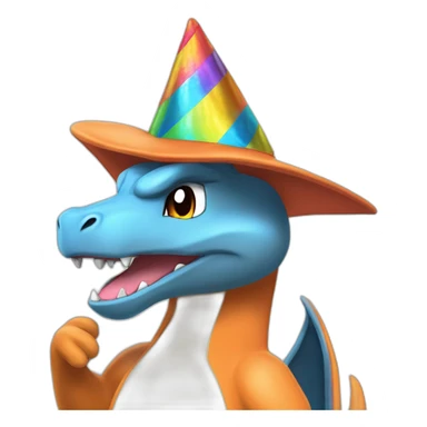 Charizard with a party hat￼ sticker