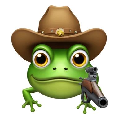 A frog with two shotguns and a cowboy hat sticker