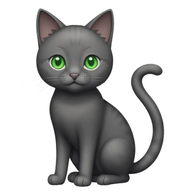 full body completely solid dark grey cat with green eyes and white paws sticker