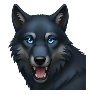 a full black wolf with blue eyes sticker