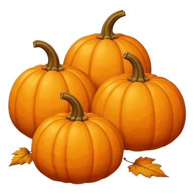 three pumpkins arranged without carvings from a side view with a few fall leaves on the ground sticker