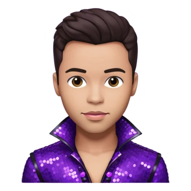 Prince Royce with dark brown hair, dark purple sequin outfit sticker