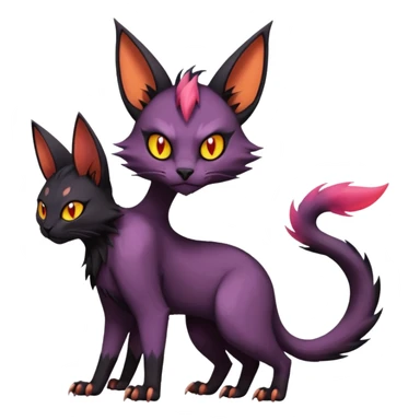 Black edgy Noivern-Noibat-Purloin-Torracat-Lykoi-Caracal-cat-Fakemon-fusion-hybrid-creature sticker