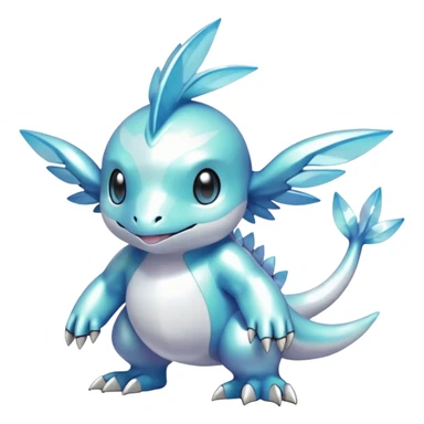 Pearlescent White Ghost-Soft Glimmer-Veined Pokémon-Fakémon-Digimon-Creature, (full body) sticker