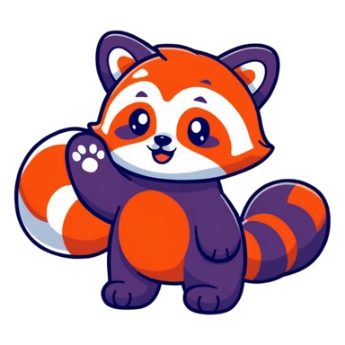 red panda waving cartoon sticker sticker