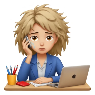 Girl tired in work  sticker