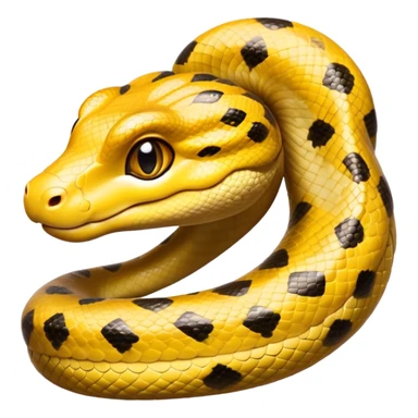 cinematic-cute-anaconda-portrait-emoji,-head-tilted-playfully-and-inquisitively,-with-a-sleek,-shimmering-body-adorned-with-detailed-scale-sriped patterns-and-round,-sparkling-eyes-full-of-wonder,-simplified-yet-irresistibly-adorable-features sticker