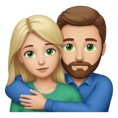 White man BROWN beard and blue eyes and BROWN hair hugging white woman with BLONDE hair and green eyes sticker