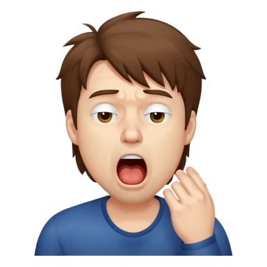 Weak man with disheveled hair yawning sticker