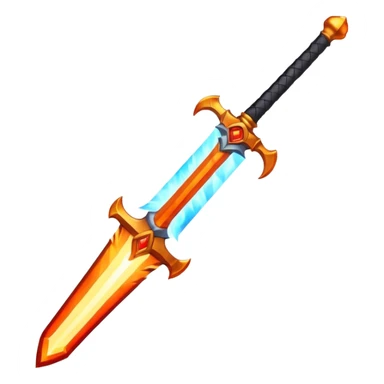 Flaming magic sword — fiery aura and sparks sticker