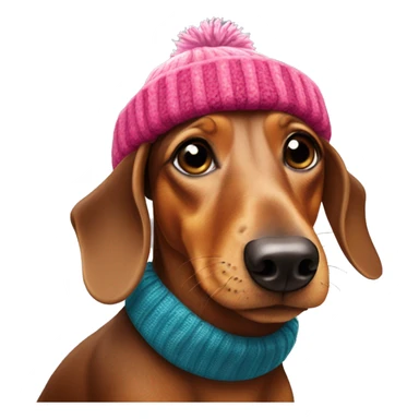 Dachshund wearing bobble hat sticker
