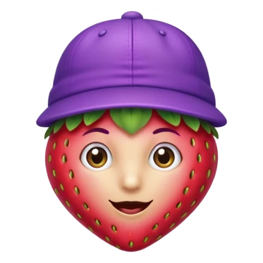  strawberry wearing purple cap, with cap sticker