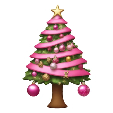 Pink Christmas tree with ornaments ￼  sticker
