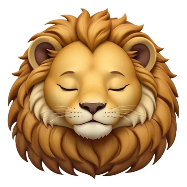 Meme-Worthy Cute Sleeping Lion Portrait Emoji, Head resting peacefully with a contented smile, showcasing a robust build and a luxuriously soft tawny Fur with a flowing mane, eyes shut in a serene, restful nap, Simplified yet hilariously adorable features, highly detailed, glowing with a soft, drowsy light, high shine, relaxed and utterly lovable, stylized with an air of playful laziness, bright and heartwarming, soft glowing outline, capturing the essence of a comically sleepy lion, so meme-worthy it feels like it could instantly become the next viral sensation of adorable slumber! sticker