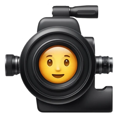 A simple camera lens, apple emoji style, front view, no face, 45 degree angle sticker