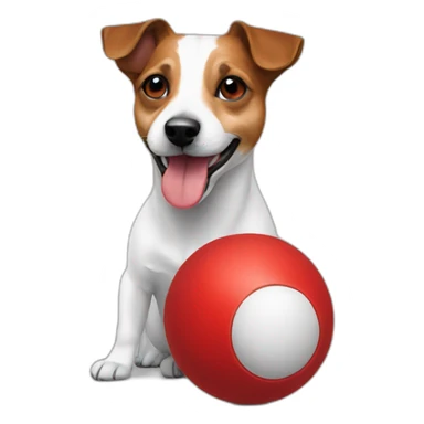 Jack Russell with red ball  sticker