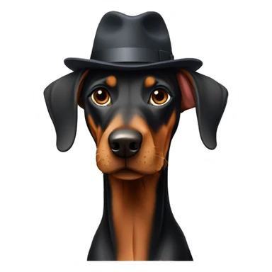 Doberman wearing a hat sticker